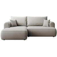 ECKSCHLAFSOFA Ovo Mini Grau Easy-Clean-Samtbezug - Schwarz/Grau, Kunststoff/Textil (238/156cm) - Selsey
