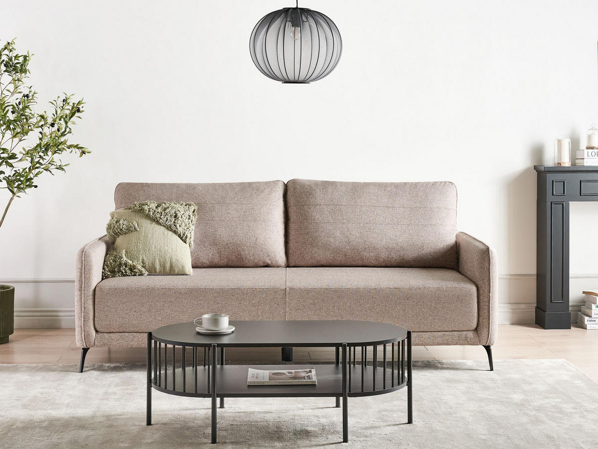 ROZKLÁDACÍ POHOVKA 3-místná Látka Světle hnědá Heming - světle hnědá, textil (200/88/90cm) - Beliani