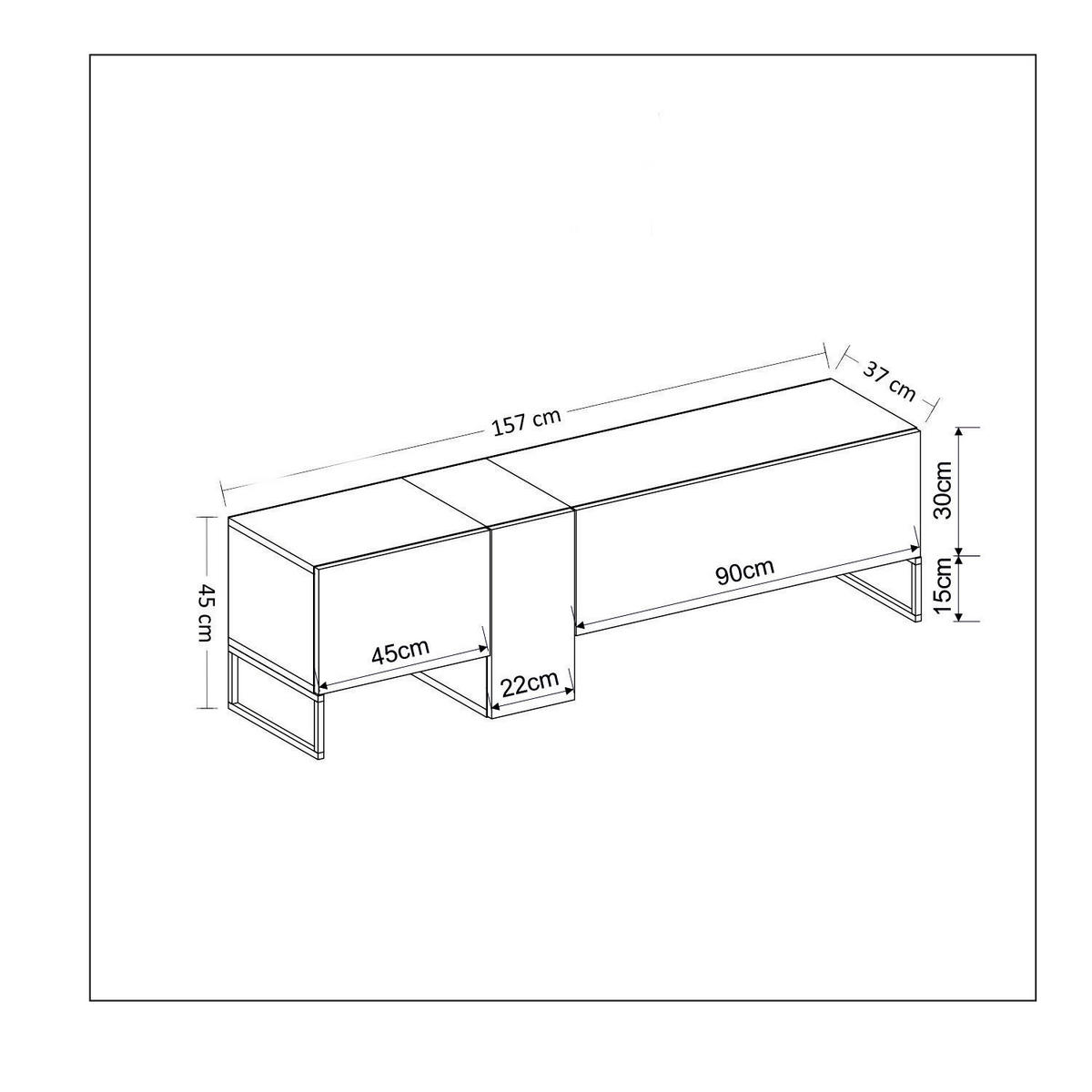 TV-LOWBOARD Anthrazit Saphir mit Metall Füße 9161 - Anthrazit/Beige, Holzwerkstoff/Metall (157/45/37cm) - moebel17
