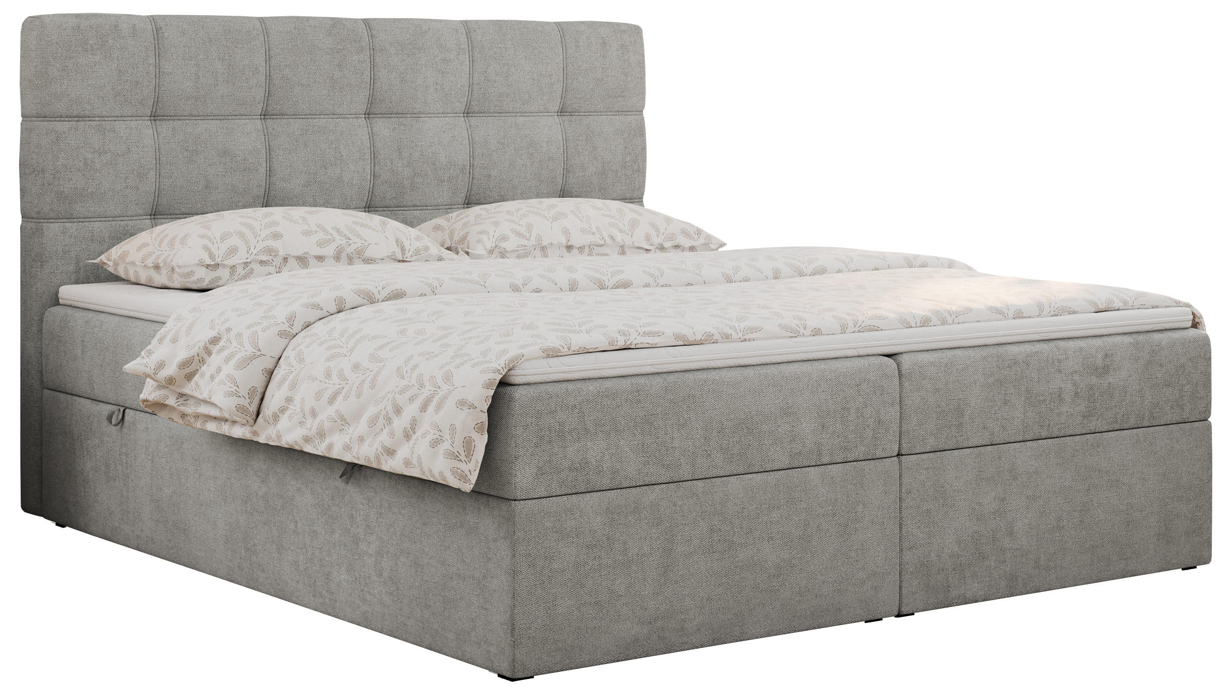 BOXBETT ERNI 120/200 - Hellgrau Strukture - H3 - Hellgrau, Holz/Textil (120/200cm) - MKS