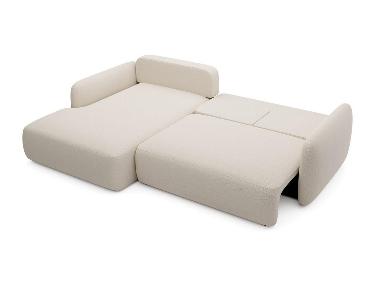 ECKSOFA ATTO Beige Jersey mit Schlaffunktion - Beige, Holz (243/163cm) - MASSENO