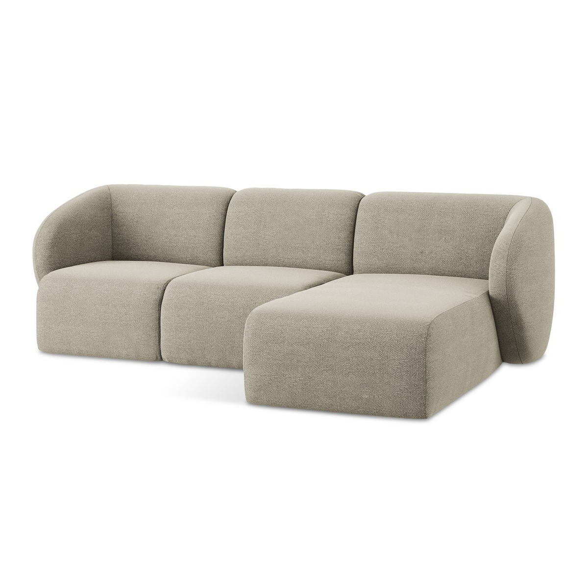 ECKSOFA Rechts Bouclé Stoff Grau - Taupe/Schwarz, Holzwerkstoff/Kunststoff (248/166cm) - LaMiaSofa