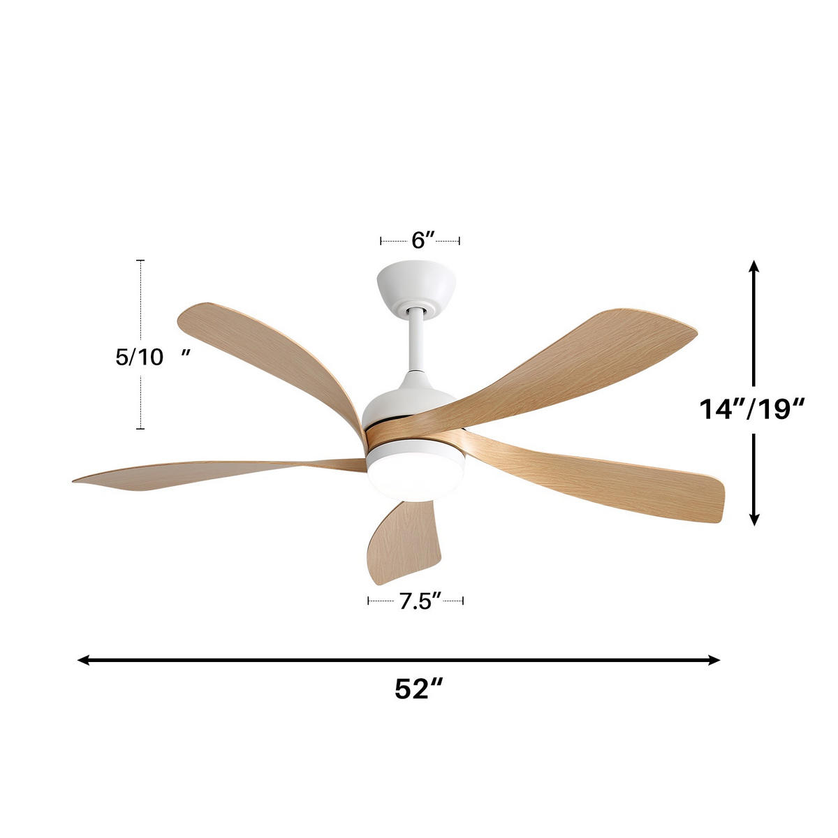 DECKENVENTILATOR DE-16185 132 cm mit 3-farbiger LED Weiß - Weiß, Kunststoff (131/131/26.8cm) - ComfortXL
