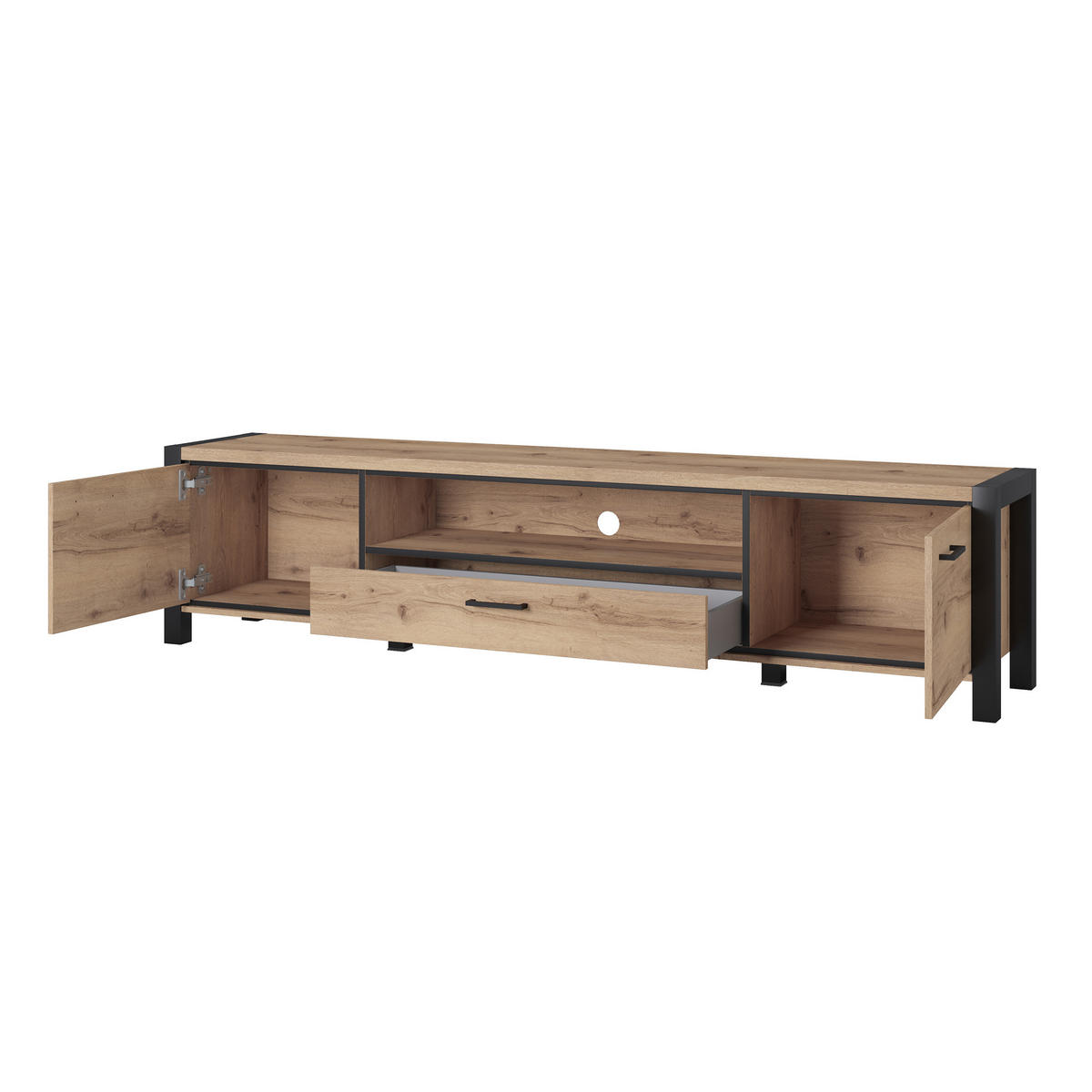 LOWBOARD ATTIVO 210x41x50 cm mit 1 Schubladen und 2 Türen Eichefarben - Eichefarben, Holzwerkstoff (210/50/41cm) - MASSENO