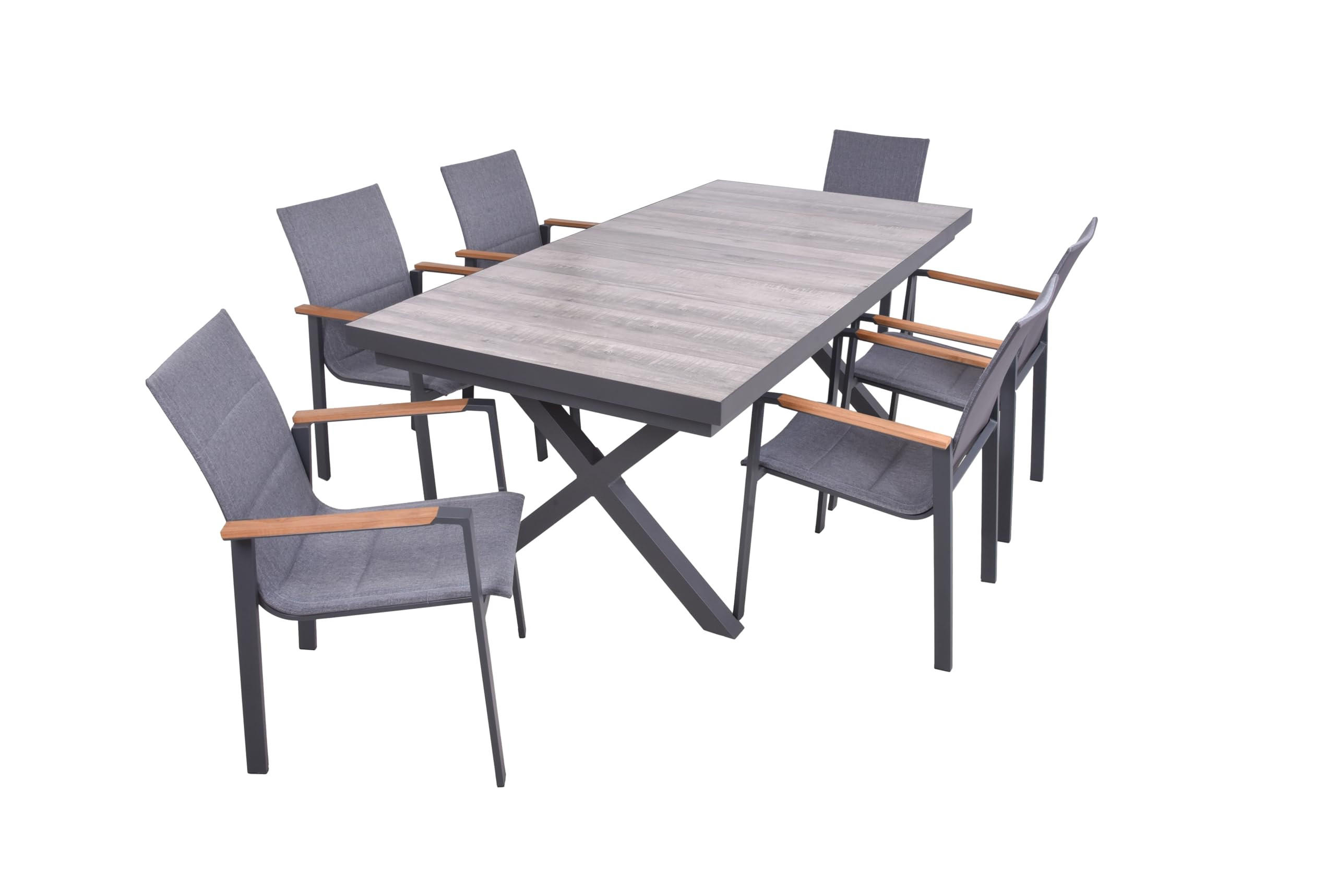 GARTEN-SITZGRUPPE Jana 7-teilig Gartenmöbel-Set - Grau, Metall - DELUKE