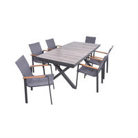 GARTEN-SITZGRUPPE Jana 7-teilig Gartenmöbel-Set - Grau, Metall - DELUKE