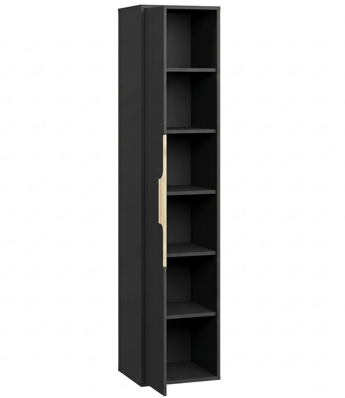 BADEZIMMERSCHRANK Rimini mit 1 Tür Schwarz Matt - 38 x 33 x 170 cm - Schwarz, Holz (33/170/38cm) - Badplaats