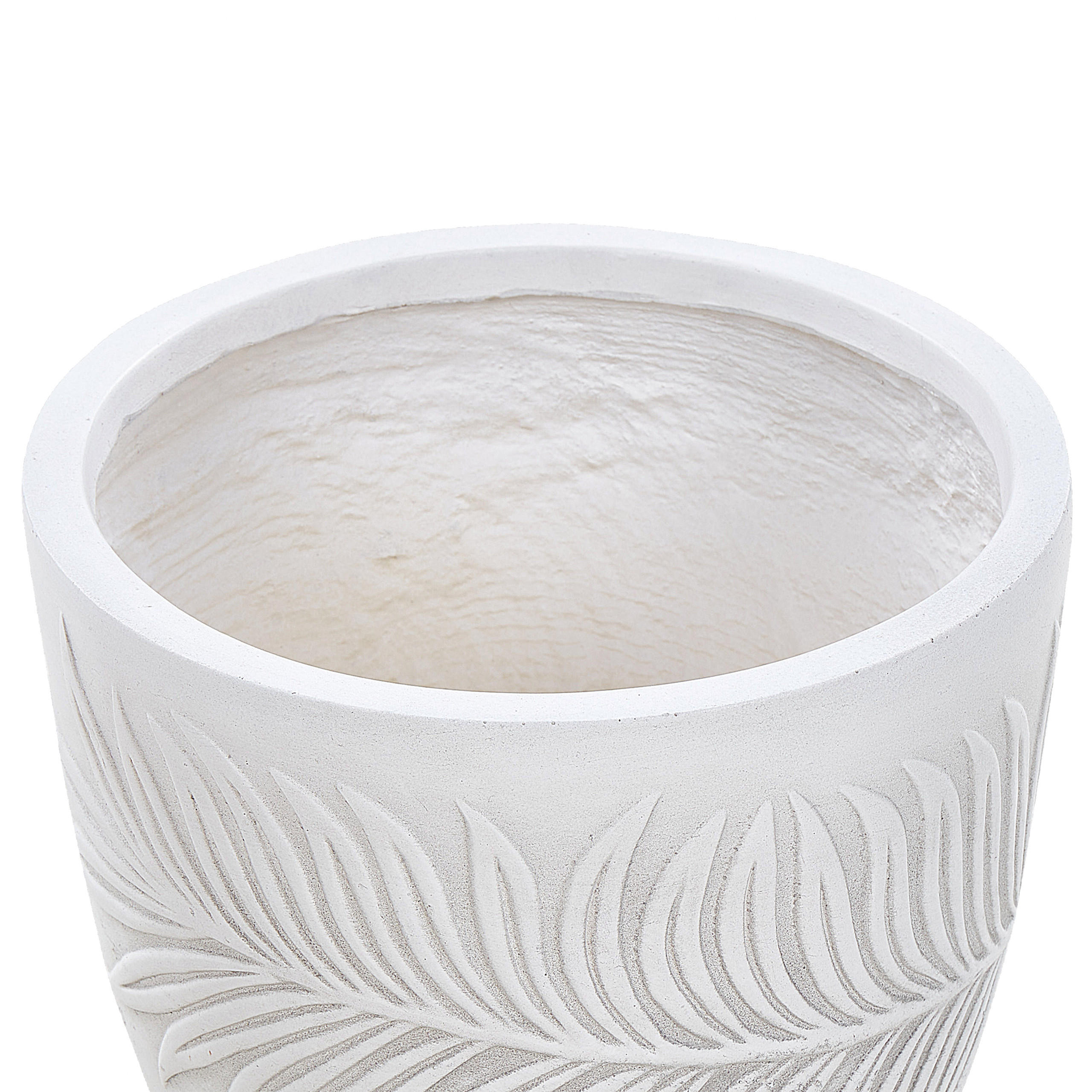 BLUMENTOPF cremeweiß rund 28/28/16 cm Ftero - Weiß, Naturmaterialen (16cm) - Beliani