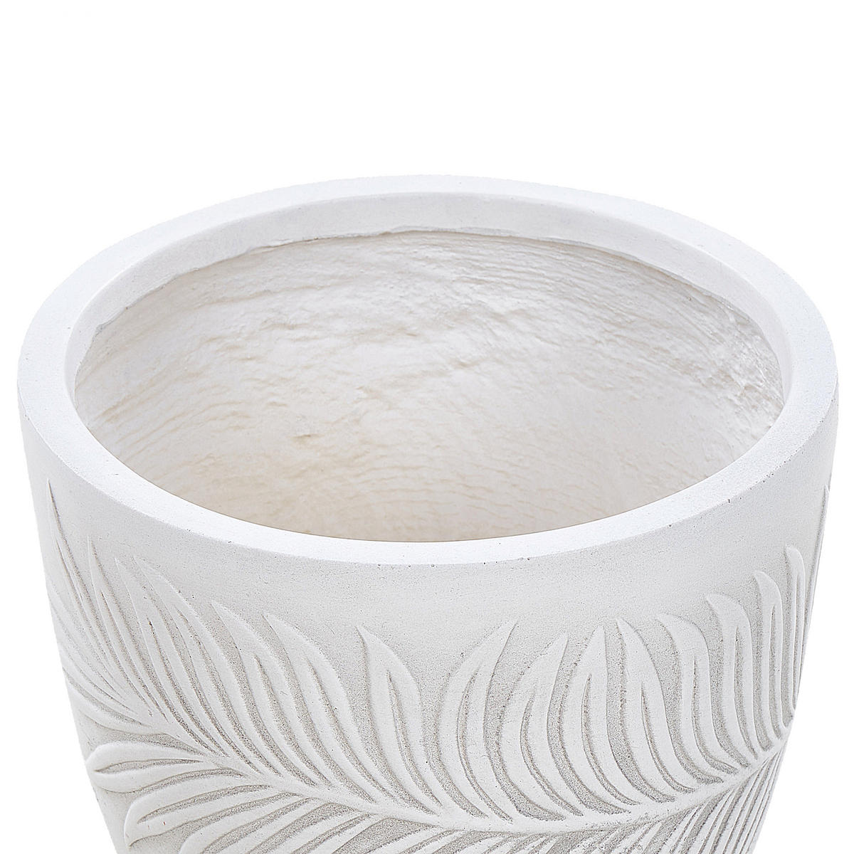 BLUMENTOPF cremeweiß rund 28/28/16 cm Ftero - Weiß, Naturmaterialien (16cm) - Beliani