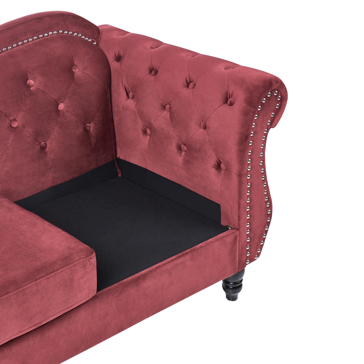 3-SITZER-SOFA Samtstoff Dunkelrot Skien - Dunkelrot, Textil (204/86/78cm) - Beliani