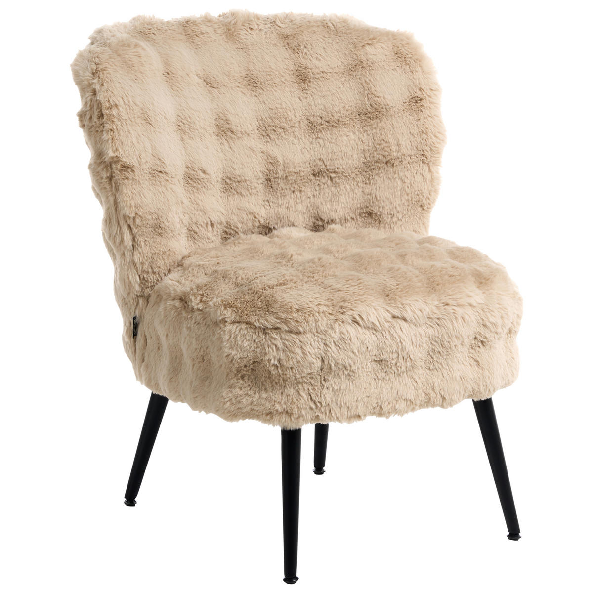 SESSEL Webpelz Beige Voss - Beige/Schwarz, Textil (60/76/52cm) - Beliani