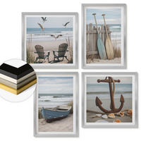 WANDBILDER 4er Set - 50x50 cm & 40x60 cm Silberner Rahmen - Sommerstrände, Meereslandschaft - Silberfarben, Kunststoff (50/50cm) - ArtPrintCave
