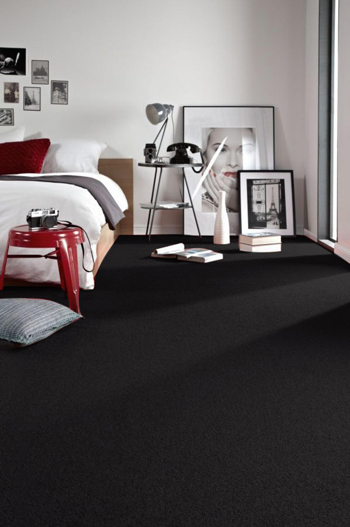 MATTA - Vägg till väggTRENDY 159 svart 200/250 cm - Svart, Textil (200/250cm) - rugsX