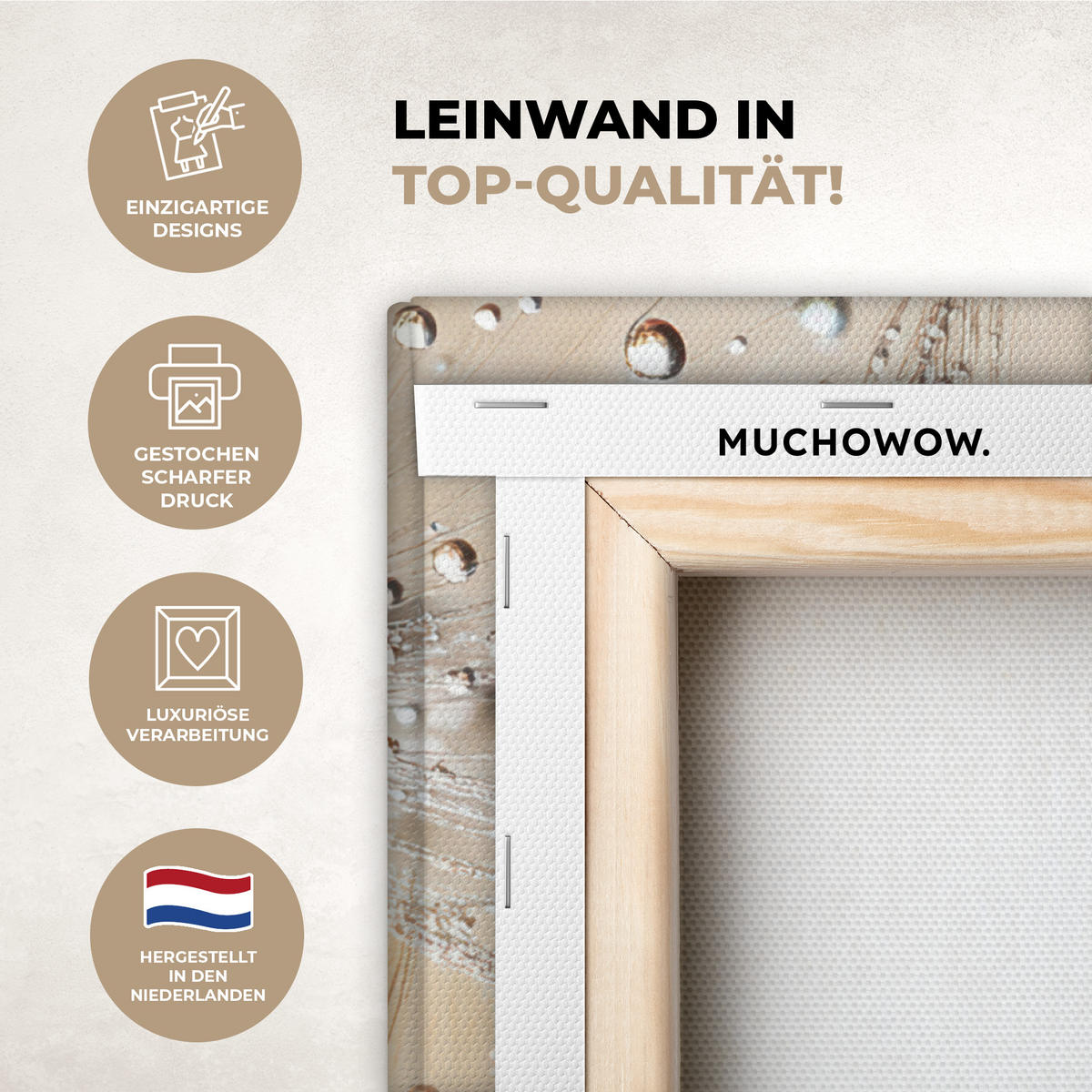 LEINWANDBILD Löwenzahn - Abstrakt - Natur - Beige Wandbild Wohnzimmer 50x50 cm - Braun, Textil (50/50cm) - MuchoWow