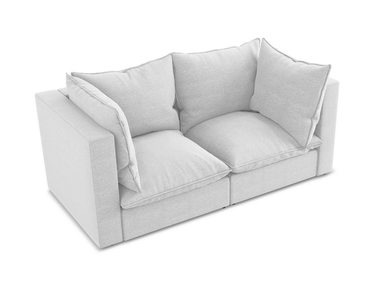 2-SITZER-SOFA Bouclé Stoff Grau - Silberfarben/Schwarz, Holzwerkstoff/Kunststoff (180/77/90cm) - LaMiaSofa