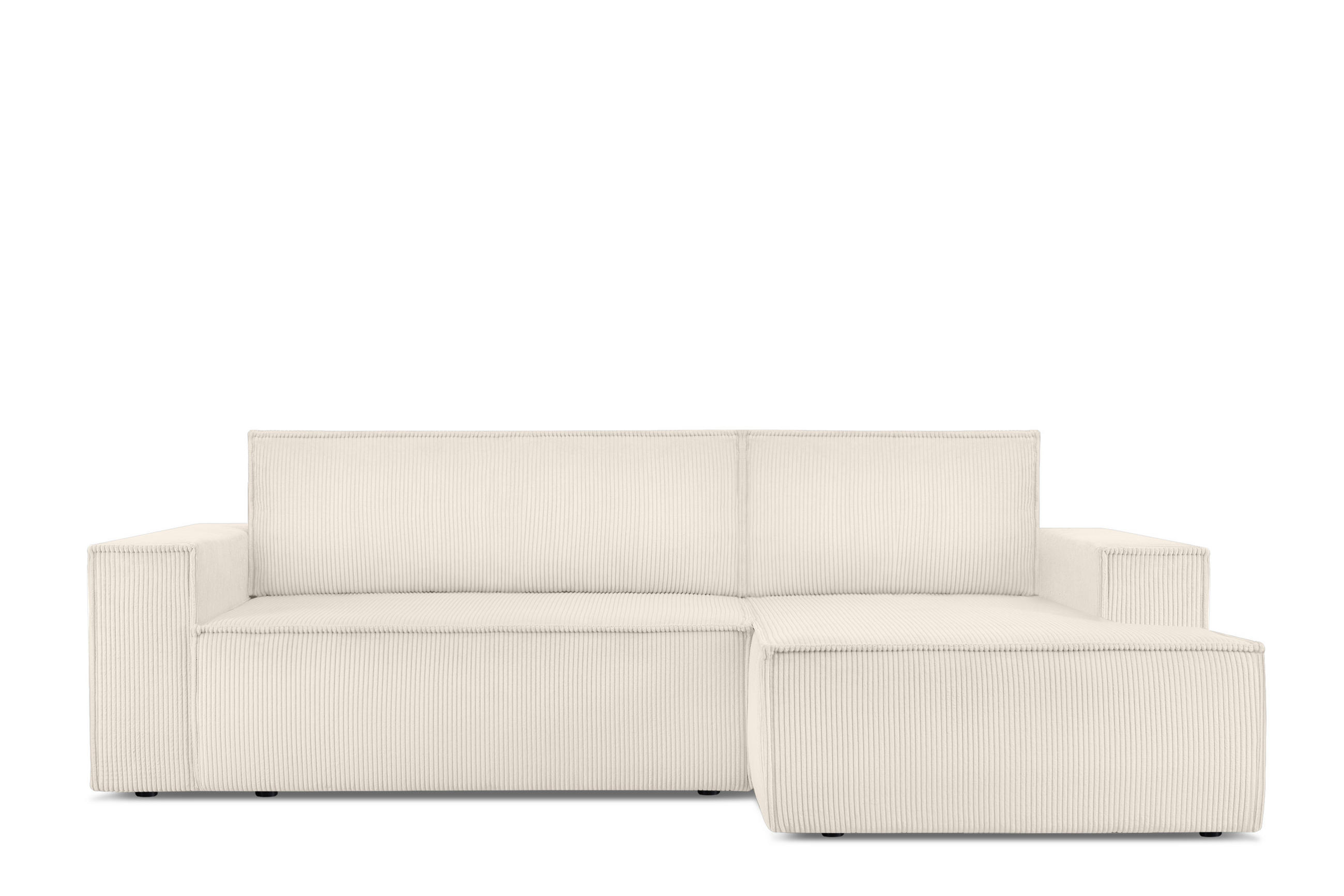 ECKSCHLAFSOFA-RECHTS NAPI in Pet Friendly Cord-Stoff, ecrufarben - Creme/Schwarz, Textil (262/148cm) - KONSIMO®