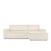 ECKSCHLAFSOFA-RECHTS NAPI in Pet Friendly Cord-Stoff, ecrufarben - Creme/Schwarz, Textil (262/148cm) - KONSIMO®