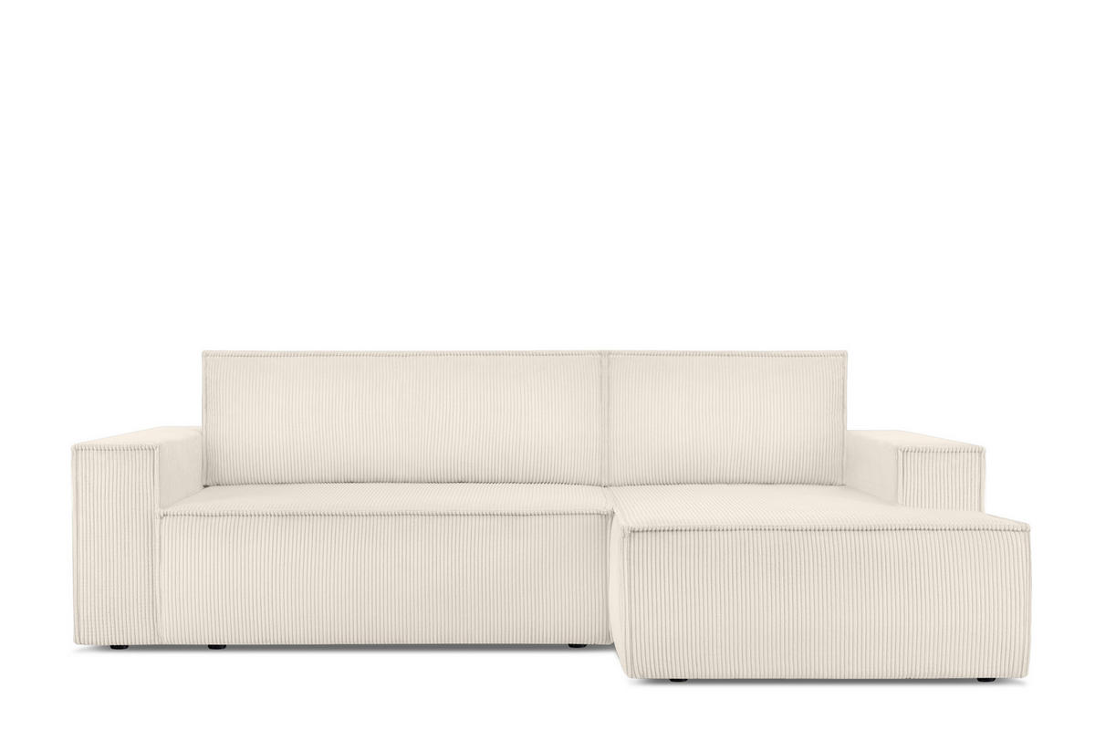 ECKSCHLAFSOFA-RECHTS NAPI in Pet Friendly Cord-Stoff, ecrufarben - Creme/Schwarz, Textil (262/148cm) - KONSIMO®