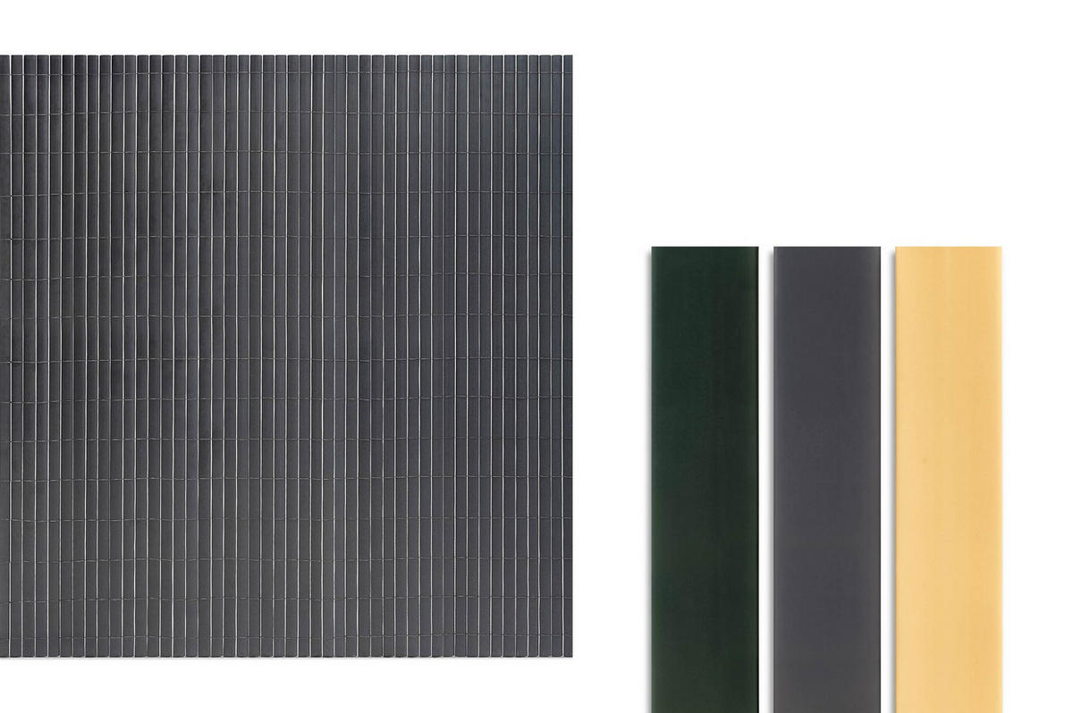 PVC Sichtschutzmatte VISO doppelseitig 10m x 1,5m Anthrazitgrau - Anthrazit, Metall (1000/150cm) - Casanoov
