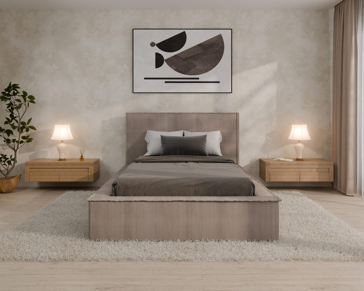 POLSTERBETT SANA 120x200cm Elegantes Polsterbett für modernen Wohnstil , ohne matratze, cappuccino - Cappuccino, Holz (120/200cm) - Homesy