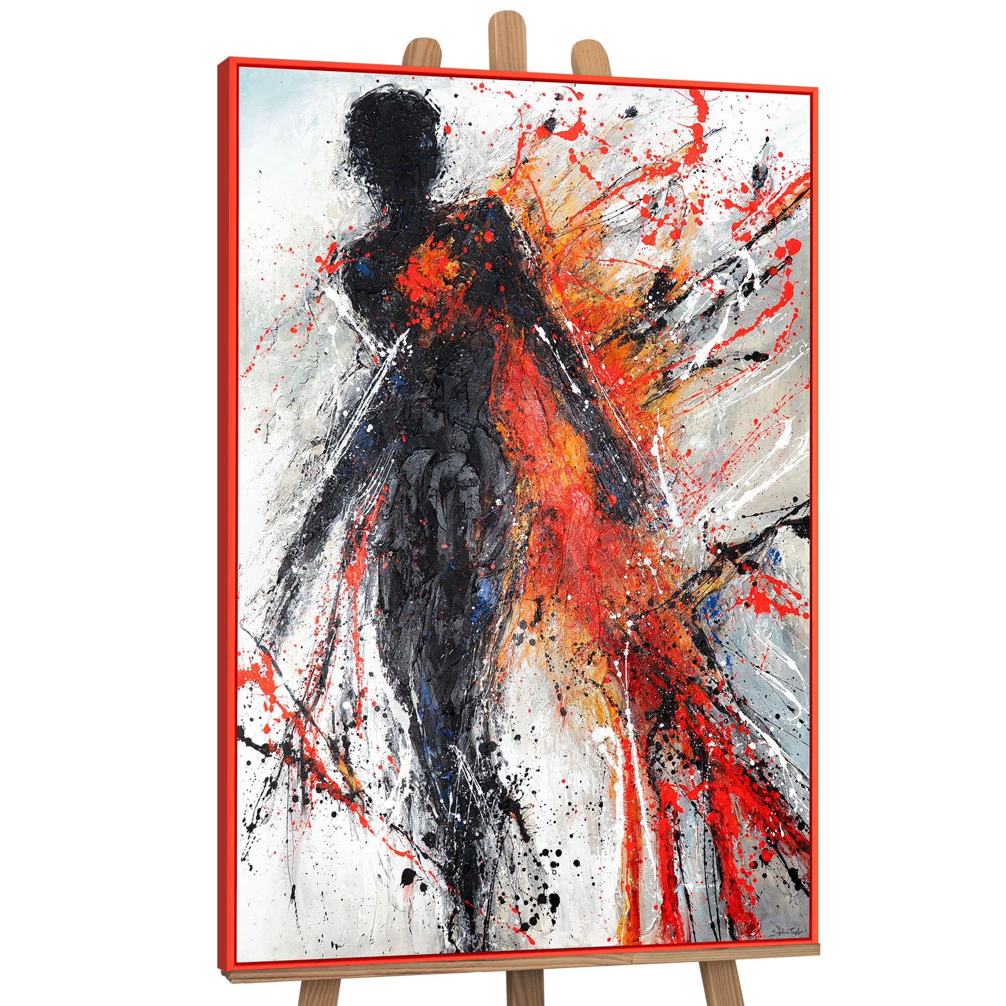 GEMÄLDE Flammende Anmut Schattenfugenrahmen Rot 120x80 cm - Rot, Holz (120/80cm) - YS-art gallery