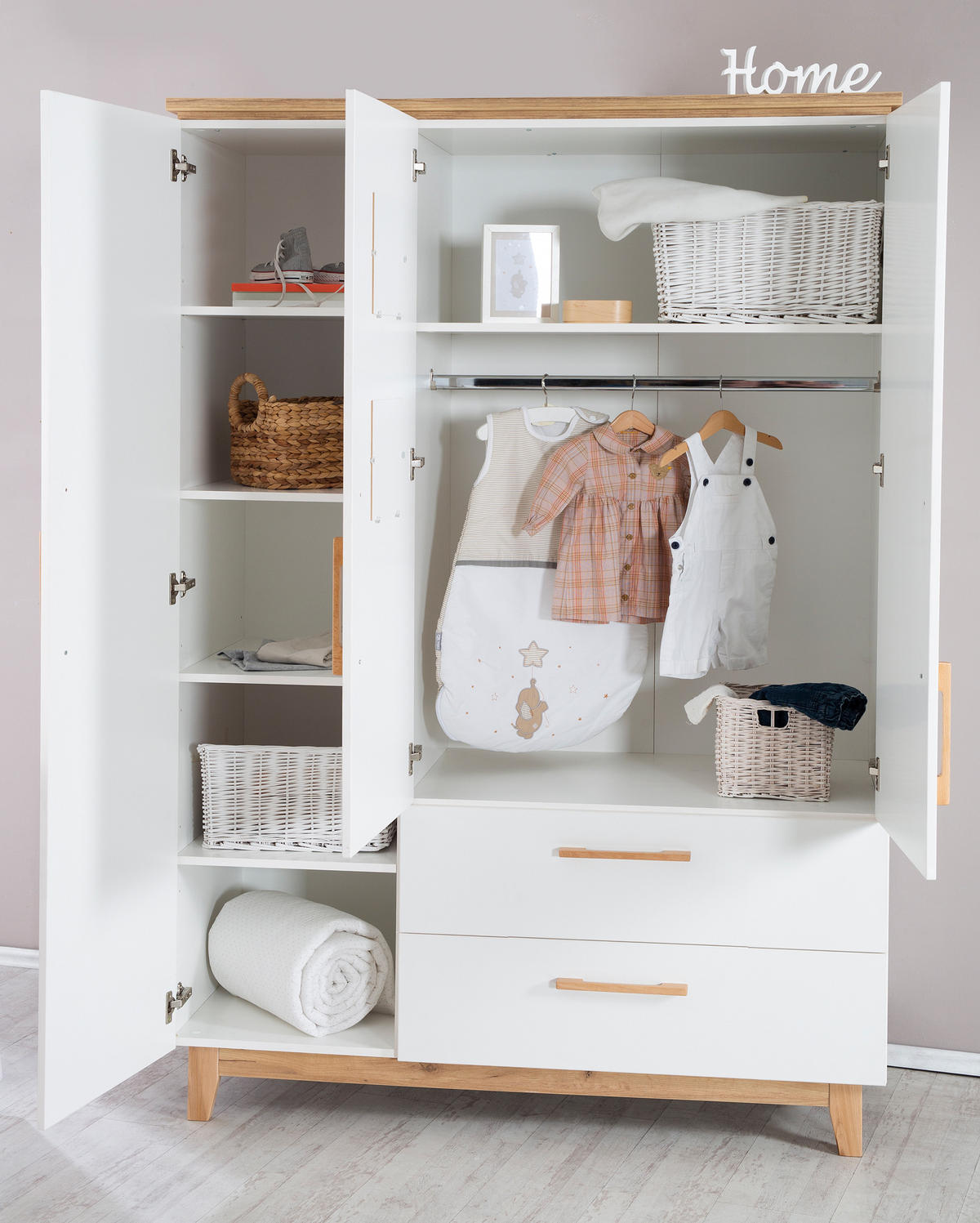 BABYZIMMER-SET Finn, 3-teilig - Weiß, Holzwerkstoff (76/82.5/144cm) - Roba