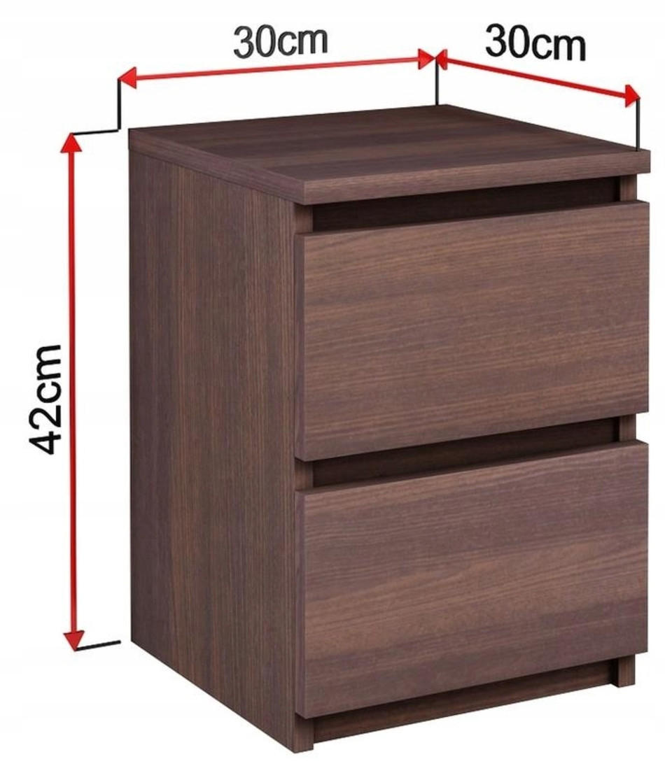 NACHTTISCH EX3 mit 2 Schubladen Wenge 30/30/42 cm - Wengefarben, Holzwerkstoff (30/42/30cm) - Matkam Möbel