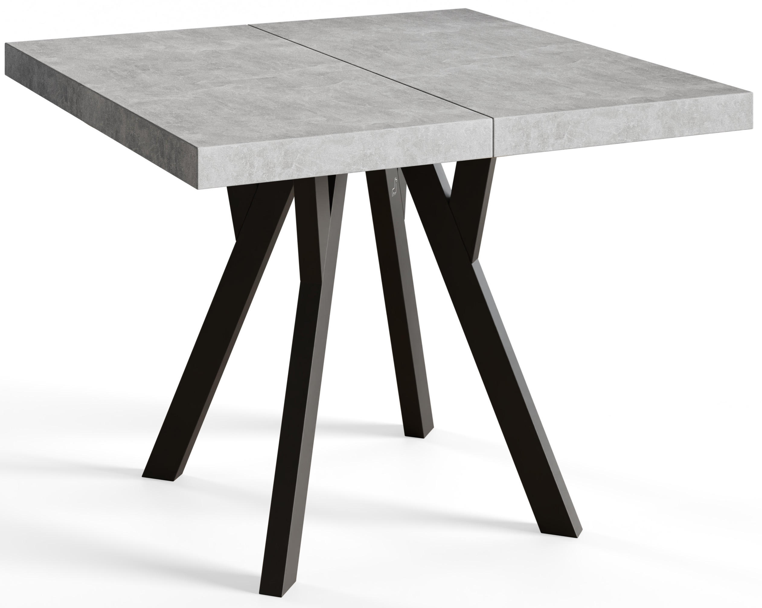 ESSZIMMERTISCH RICO, ausziehbarer Tisch100-200X100X77 cm, Farbe: Graphit, mit Holzbeinen in Farbe Schwarz - Schwarz/Grau, Holzwerkstoff (100/100/77cm) - Alpi-Möbel