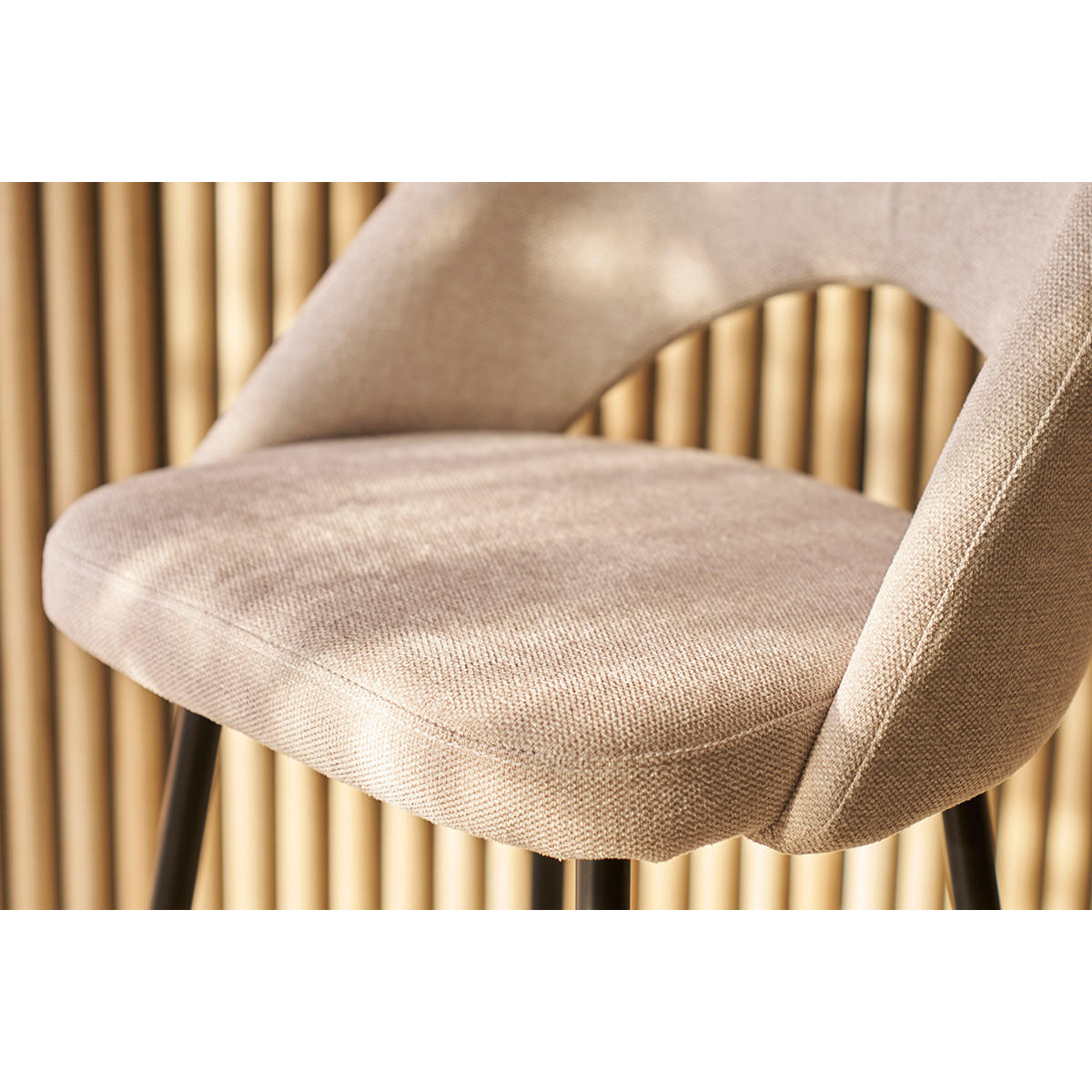 BARHOCKER Stoff Beige Samteffekt H65 cm 2er-Set COSETTE - Beige, Textil (54/99/51.5cm) - Miliboo