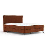 BOXBETT Peru Kupferfarbe 160/200 cm im Chenille-Stoff - Schwarz/Kupferfarben, Holz/Holzwerkstoff (160/200cm) - Maison de Reve
