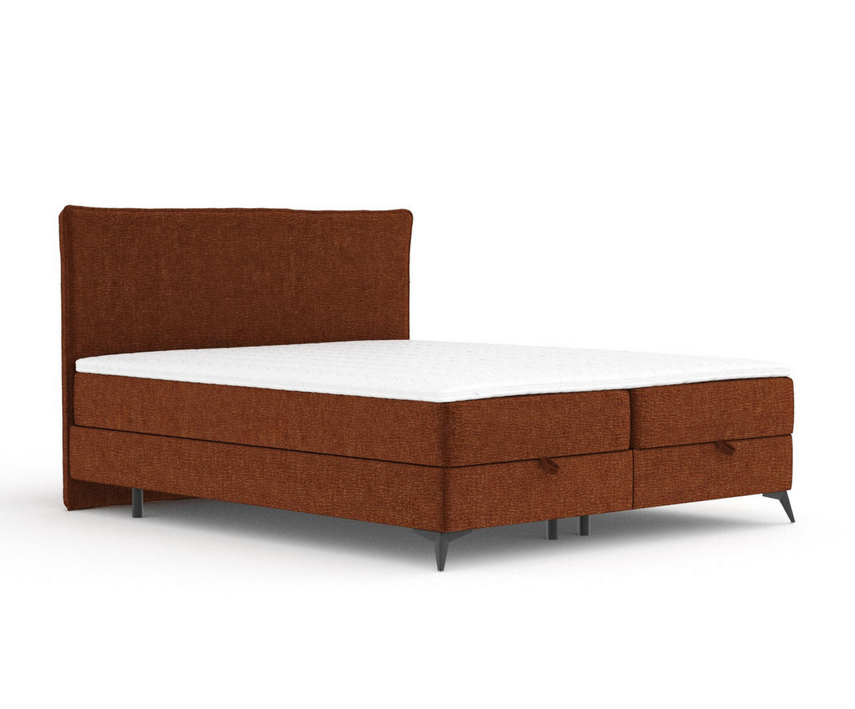 BOXBETT Peru Kupferfarbe 160/200 cm im Chenille-Stoff - Schwarz/Kupferfarben, Holz/Holzwerkstoff (160/200cm) - Maison de Reve