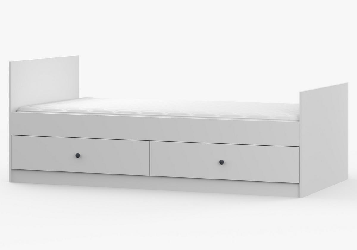JUGENDZIMMER Livani in Weiß 6-teiliges Kinderzimmer Komplettset mit grauen Griffen - Weiß, Holzwerkstoff (80/200/120cm)