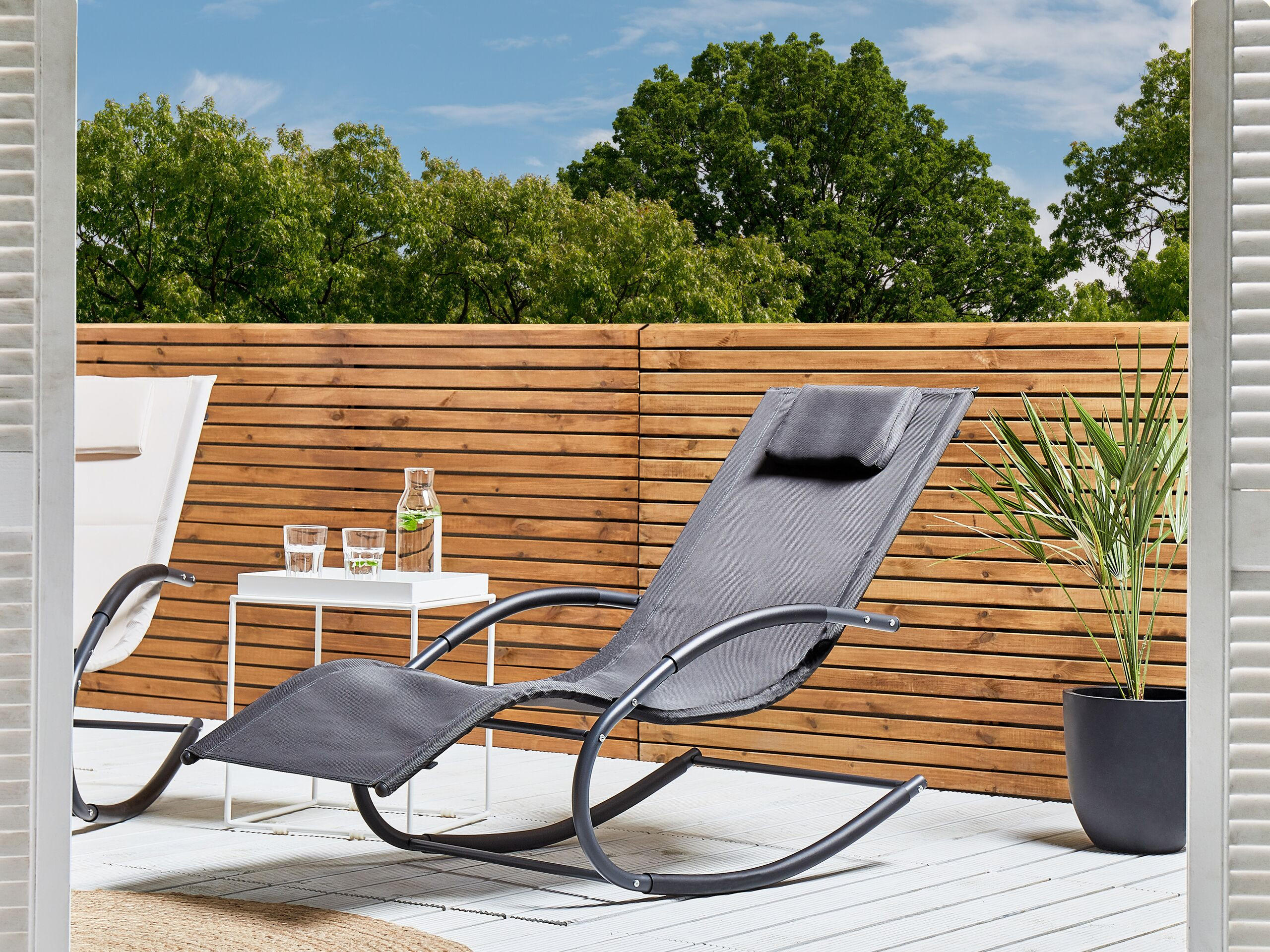 GARTENLIEGE Schaukelfunktion dunkelgrau Carano II - Dunkelgrau, Metall (60/90/155cm) - Beliani