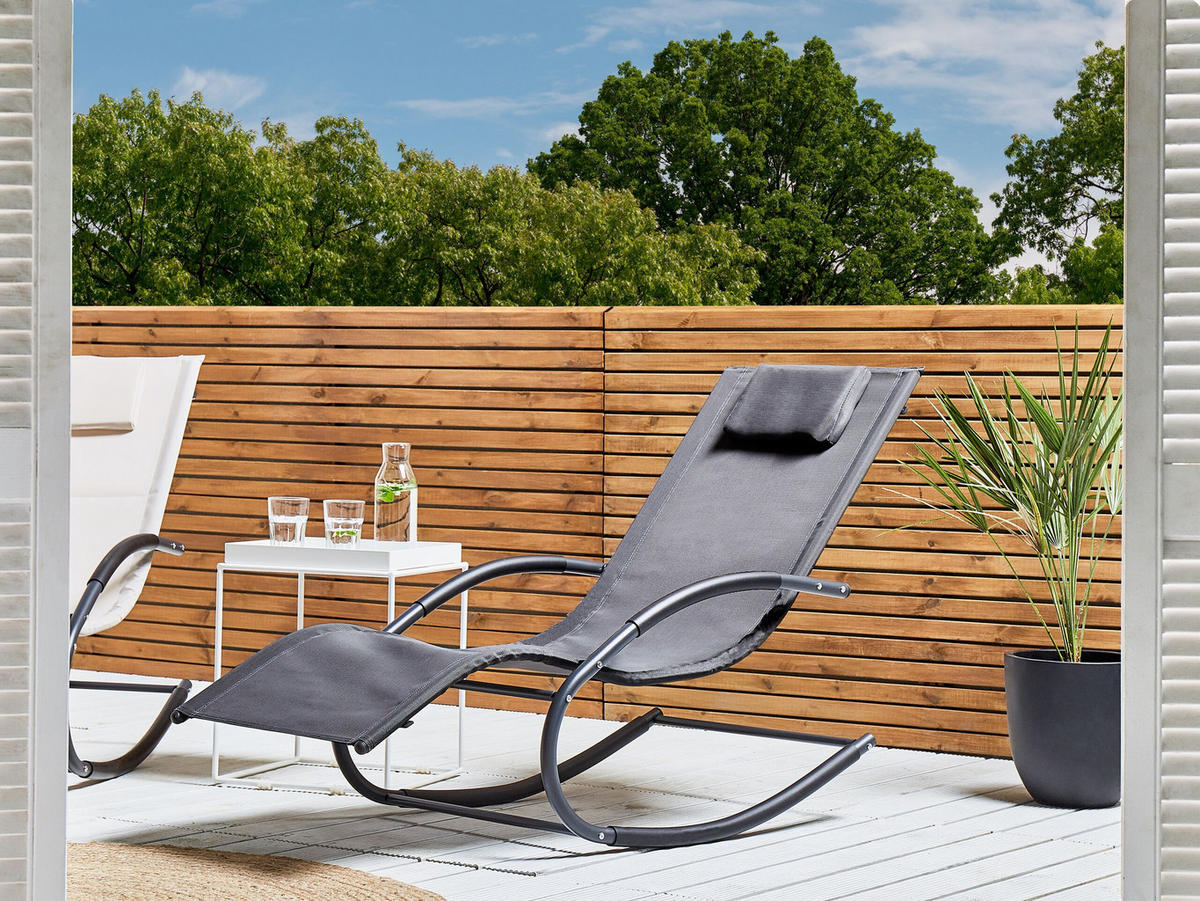GARTENLIEGE Schaukelfunktion dunkelgrau Carano II - Dunkelgrau, Metall (60/90/155cm) - Beliani