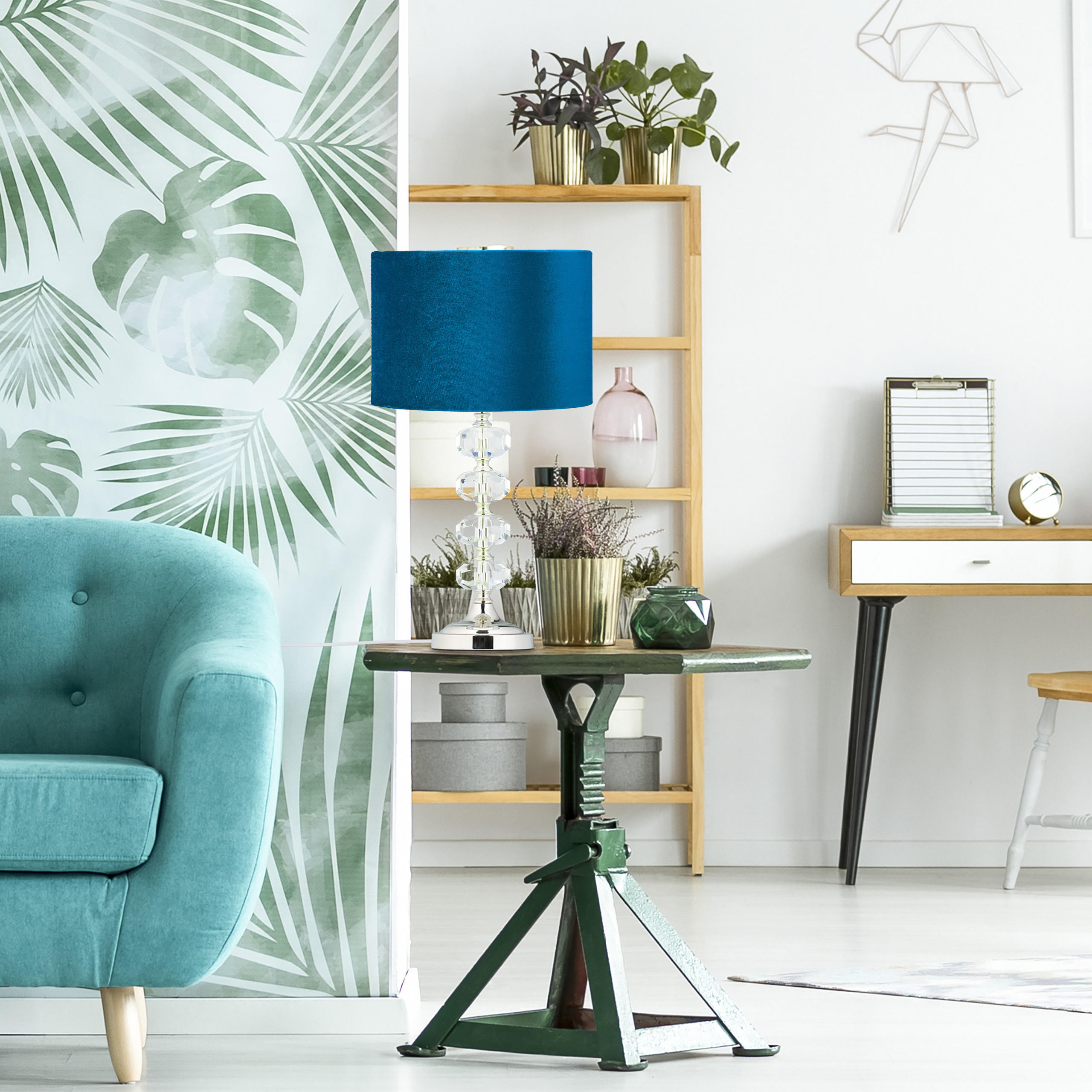 TISCHLAMPE - Multicolor, Glas/Textil (26/26/47cm) - Relaxdays