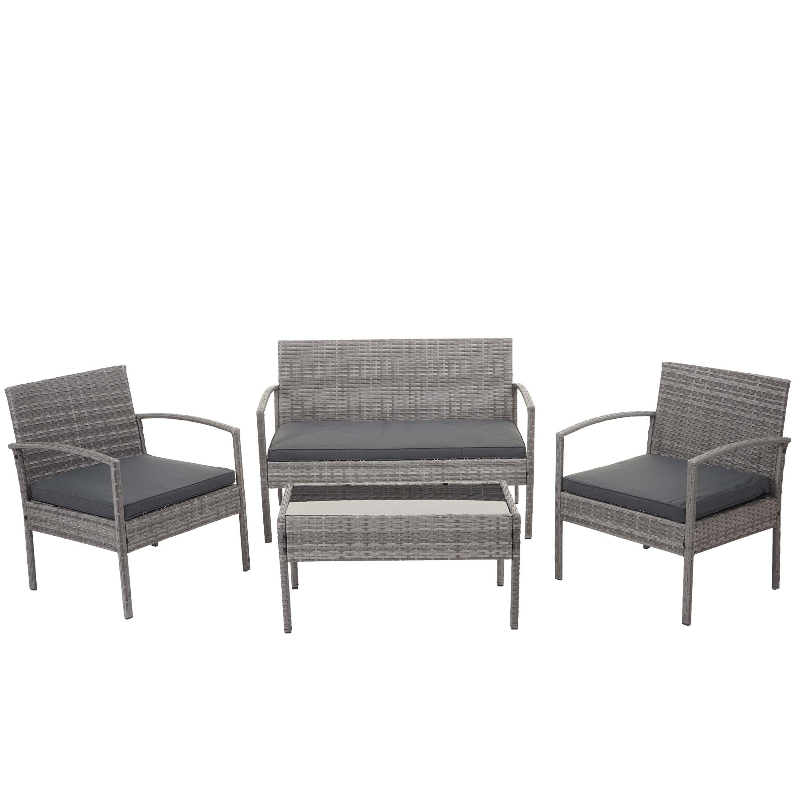 POLY-RATTAN GARNITUR Grau, Anthrazit - Anthrazit/Grau, Kunststoff - MCW