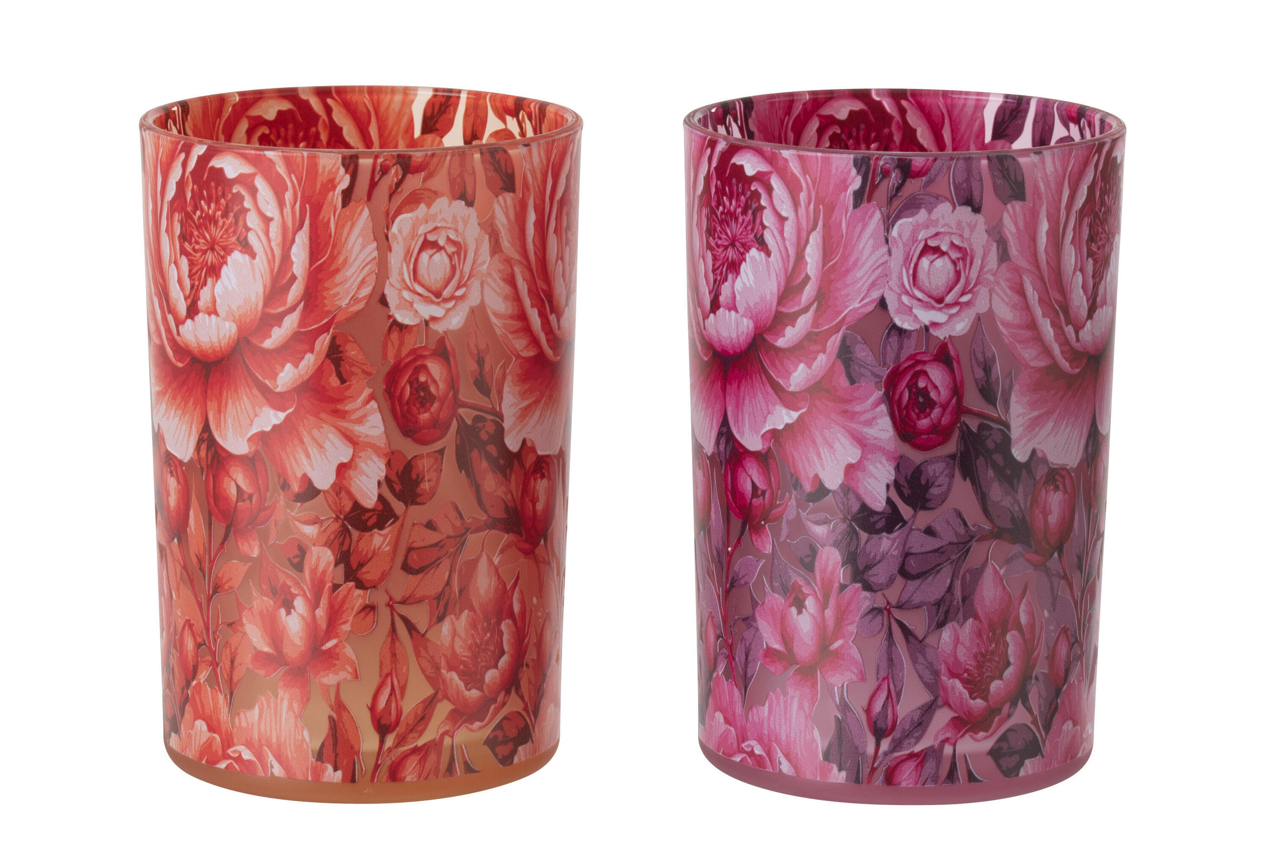 WINDLICHT BLUMEN (2ER SET) - Orange, Glas (12/18cm) - J-Line