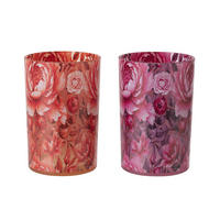 WINDLICHT BLUMEN (2ER SET) - Orange, Glas (12/18cm) - J-Line