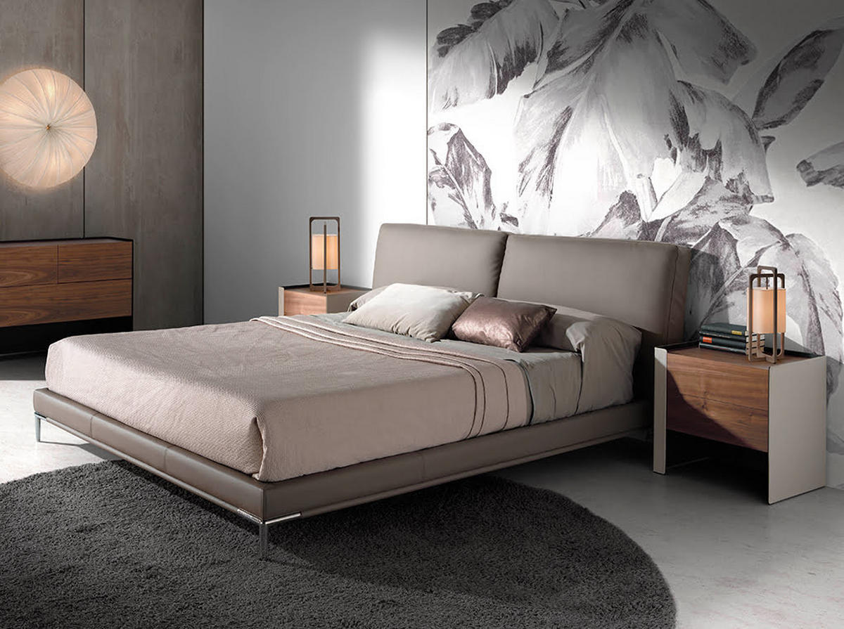 NACHTTISCH aus Öko-Leder, Nussbaum und schwarzem Stahl - Beige/Nussbaumfarben, Leder/Holzwerkstoff (50/51/38cm) - ANGEL CERDA