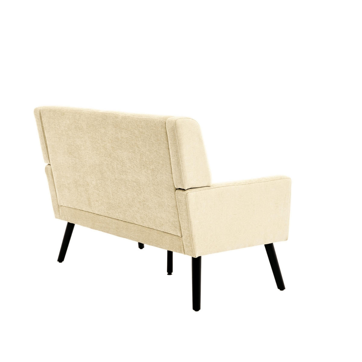 SITZBANK 2-Sitzer Leinenbezug mit Knopfheftung, Massivholzbeinen 119/75/88 cm Beige - Beige, Textil (75/88/119cm) - Redom