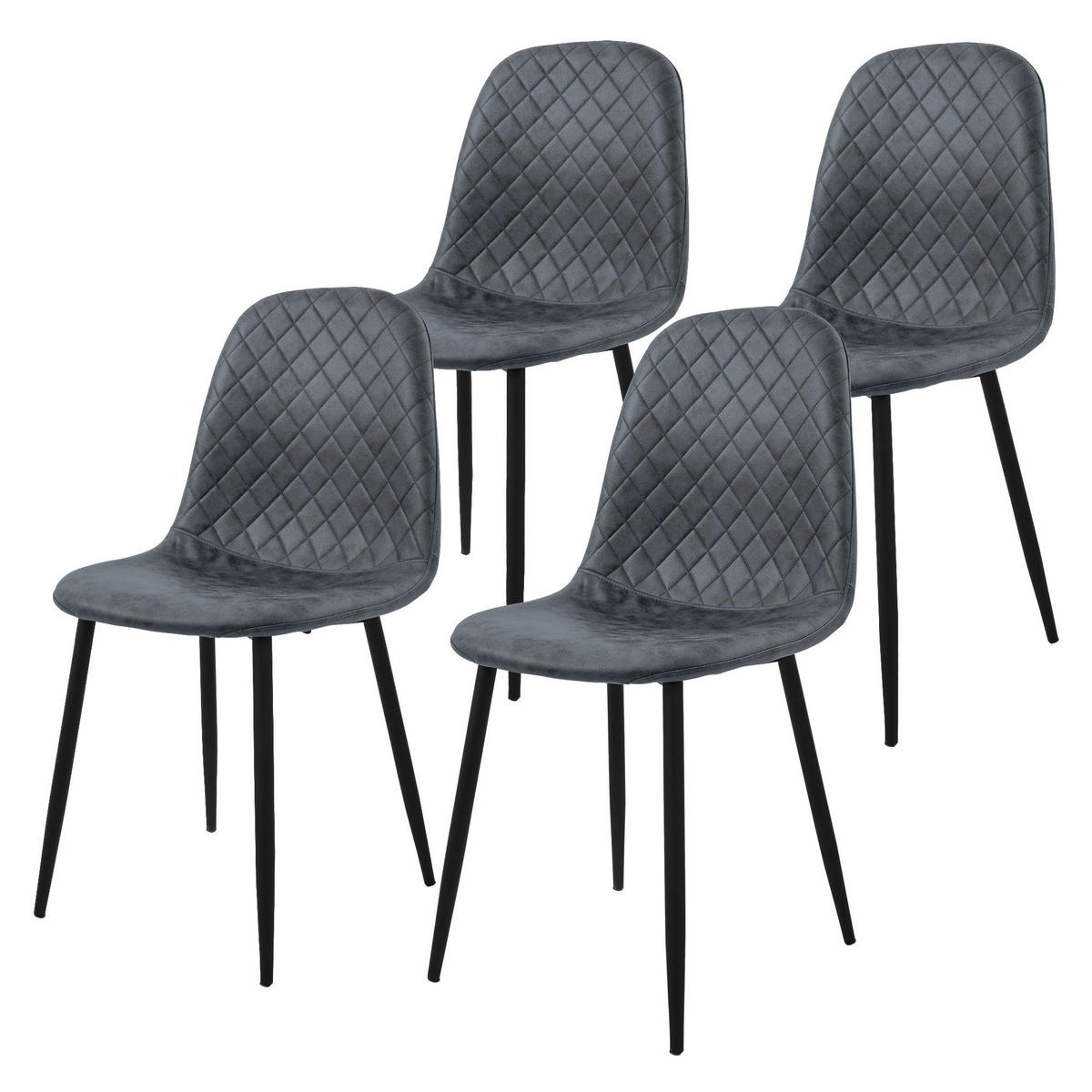 ESSZIMMERSTÜHLE 4er Set Anthrazit Kunstleder - Anthrazit/Schwarz, Textil/Metall (51/89/44cm) - ML-DESIGN
