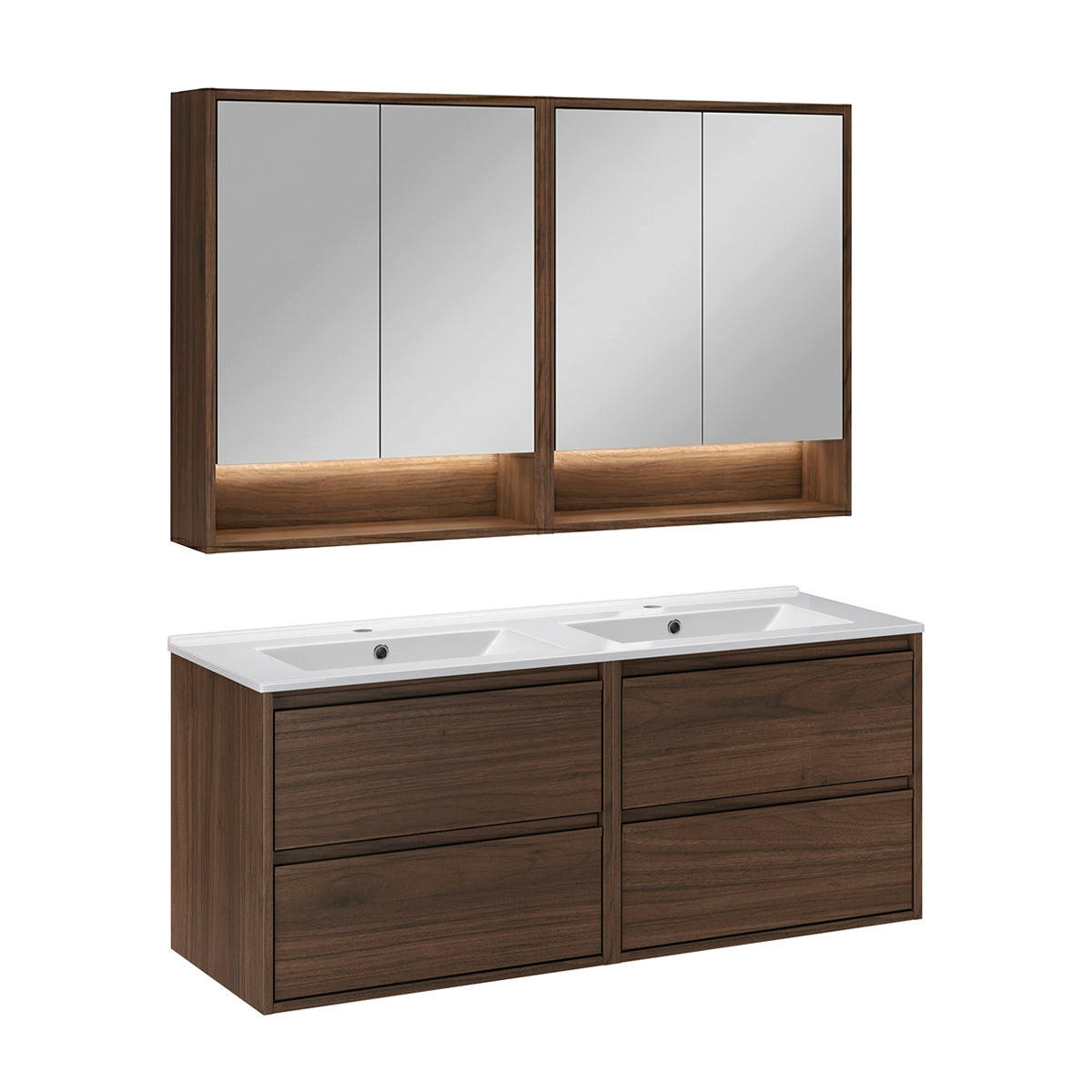 BADMÖBEL 121cm Edmé 2er-Set Holz - Braun, Holzwerkstoff (121/52/46cm) - Petits-meubles
