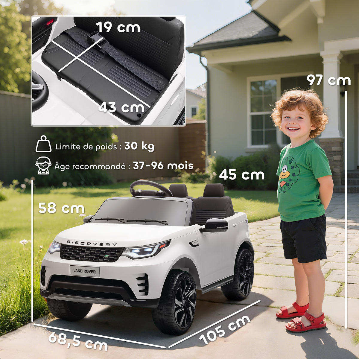 ELEKTRO-KINDERAUTO DE-13145 2,4G Fernbedienung Weiß - Weiß, Kunststoff (105/68.5/58cm) - ComfortXL