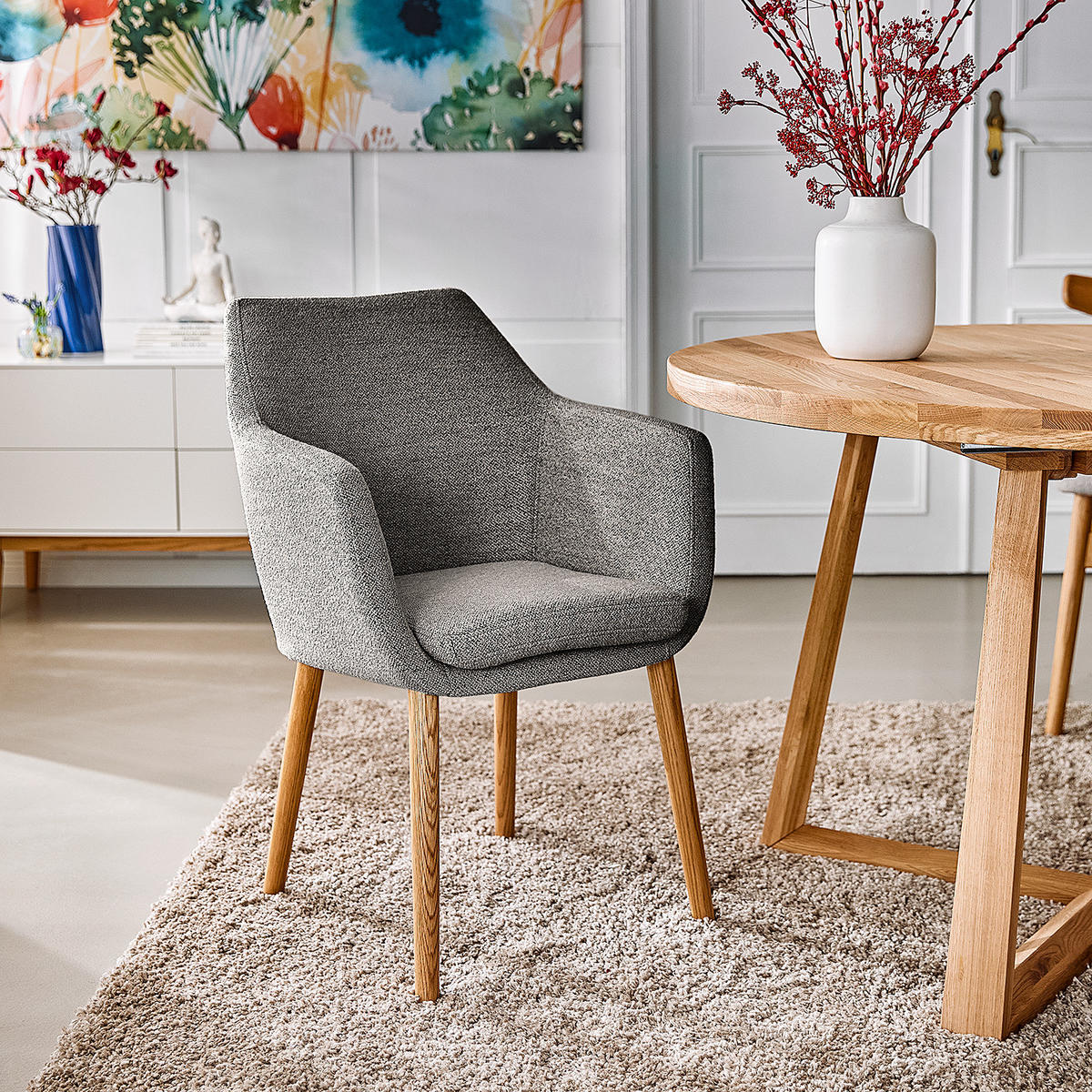 ARMLEHNENSTUHL - Anthrazit, Textil (58/84/58cm) - home24