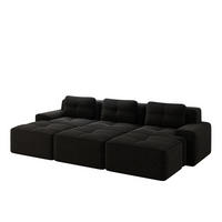 MODULARES Ecksofa aus Cord Schwarz 293x177x69 cm mit Schlaffunktion und variabler Anordnung - Schwarz, Textil (177/293cm) - IVMEU