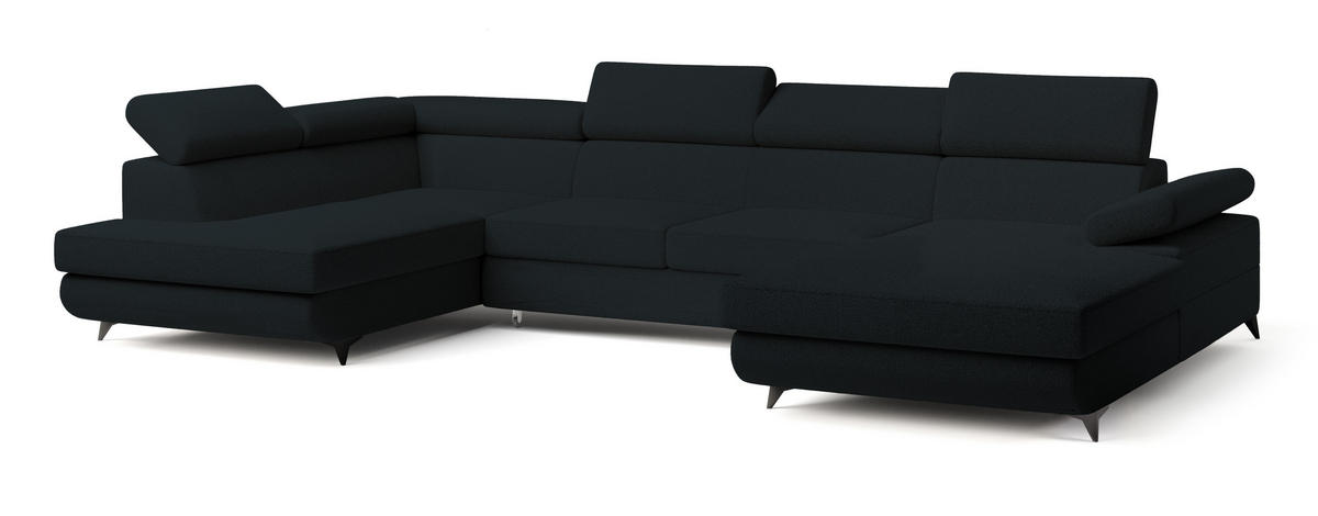 ROHOVÁ SEDAČKA RUBANO černá - černá, kov/dřevo (339/190cm) - MASSENO