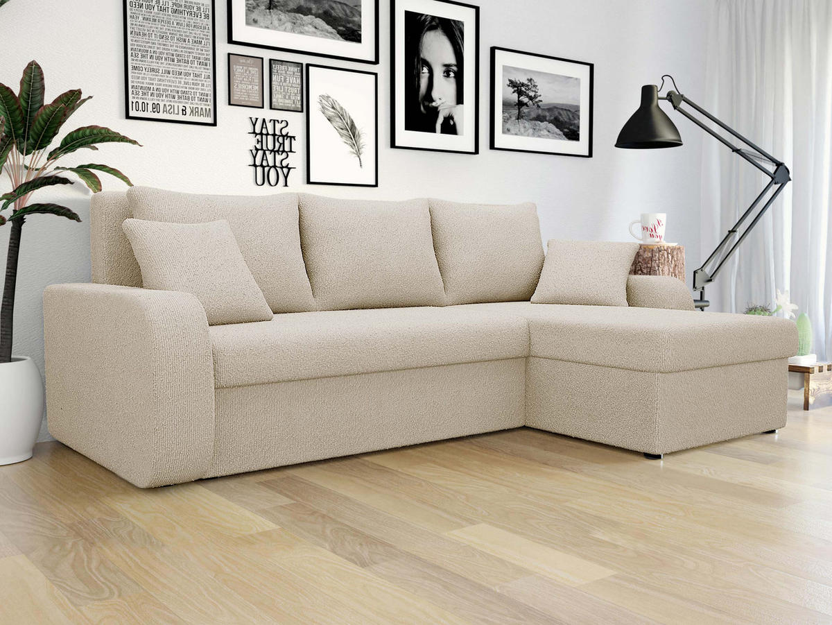 ECKSOFA Kris Lux - Schwarz/Naturfarben, Holz/Kunststoff (238/147cm) - MIRJAN24