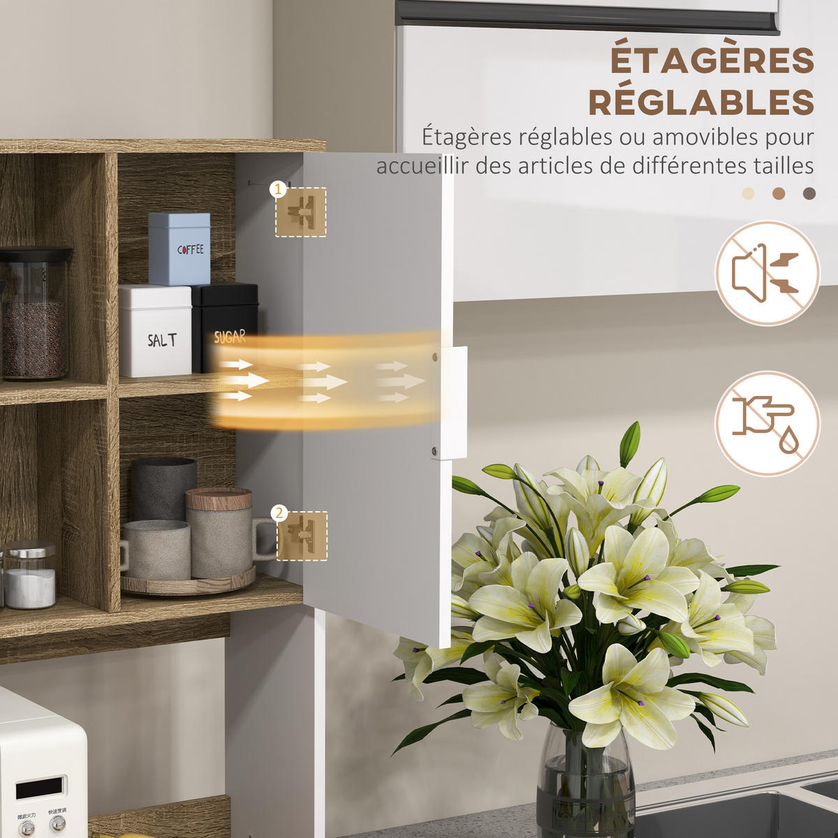 BUFFET DE-11070 Skandi-Design, 4 Türen Weiß/Natur - Weiß, Holzwerkstoff (39/180/98cm) - ComfortXL