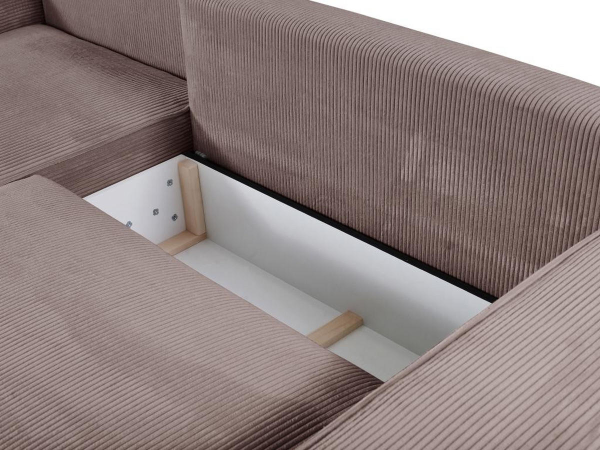 ECKSOFA mit Schlaffunktion - Ecke Links - Cord - Malve - AMELIA - Lila, Textil (167/267cm) - Vente-Unique