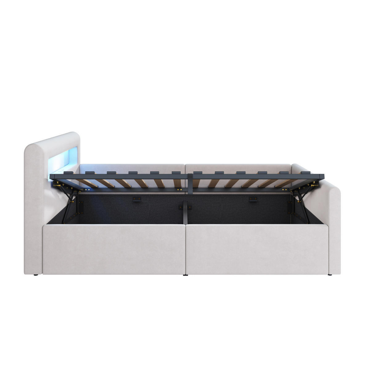 POLSTERBETT mit Bettkasten und LED 90x200 cm Samt Beige - Beige, Metall (90/200cm) - Beauniv